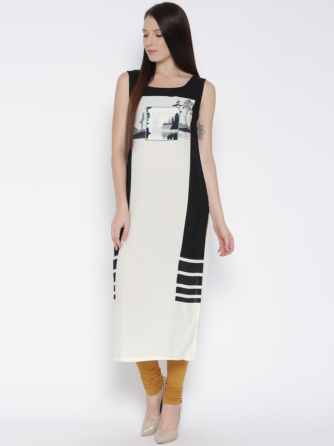 

W Black & White Quirky Print Kurta