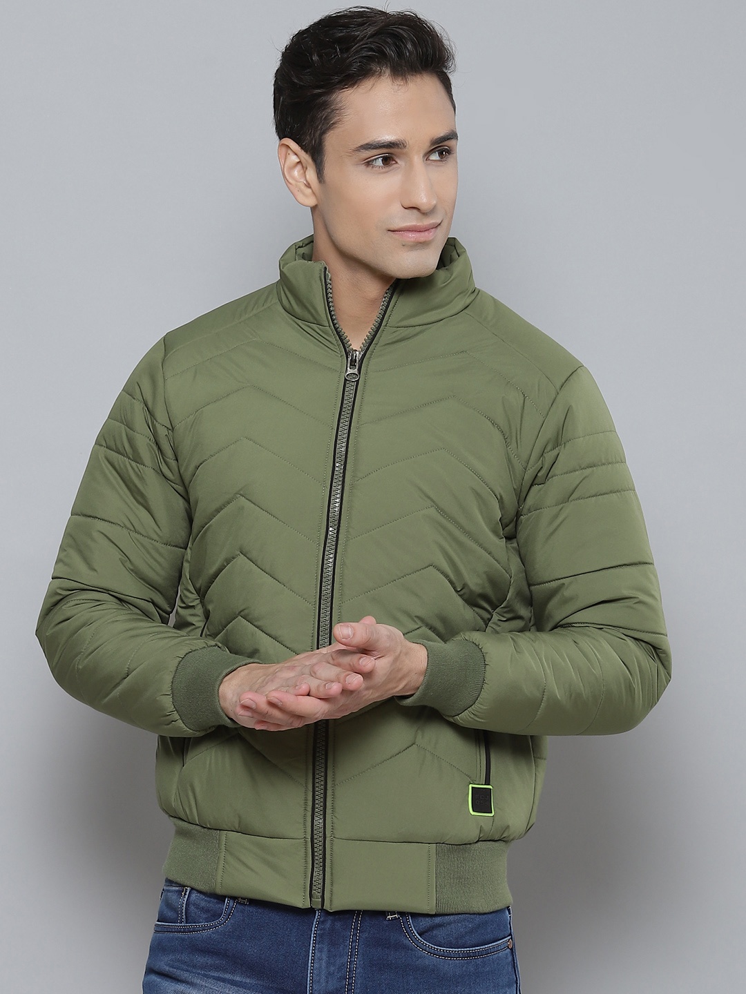 

Foreign Culture By Fort Collins Men Olive Green Bomber Jacket