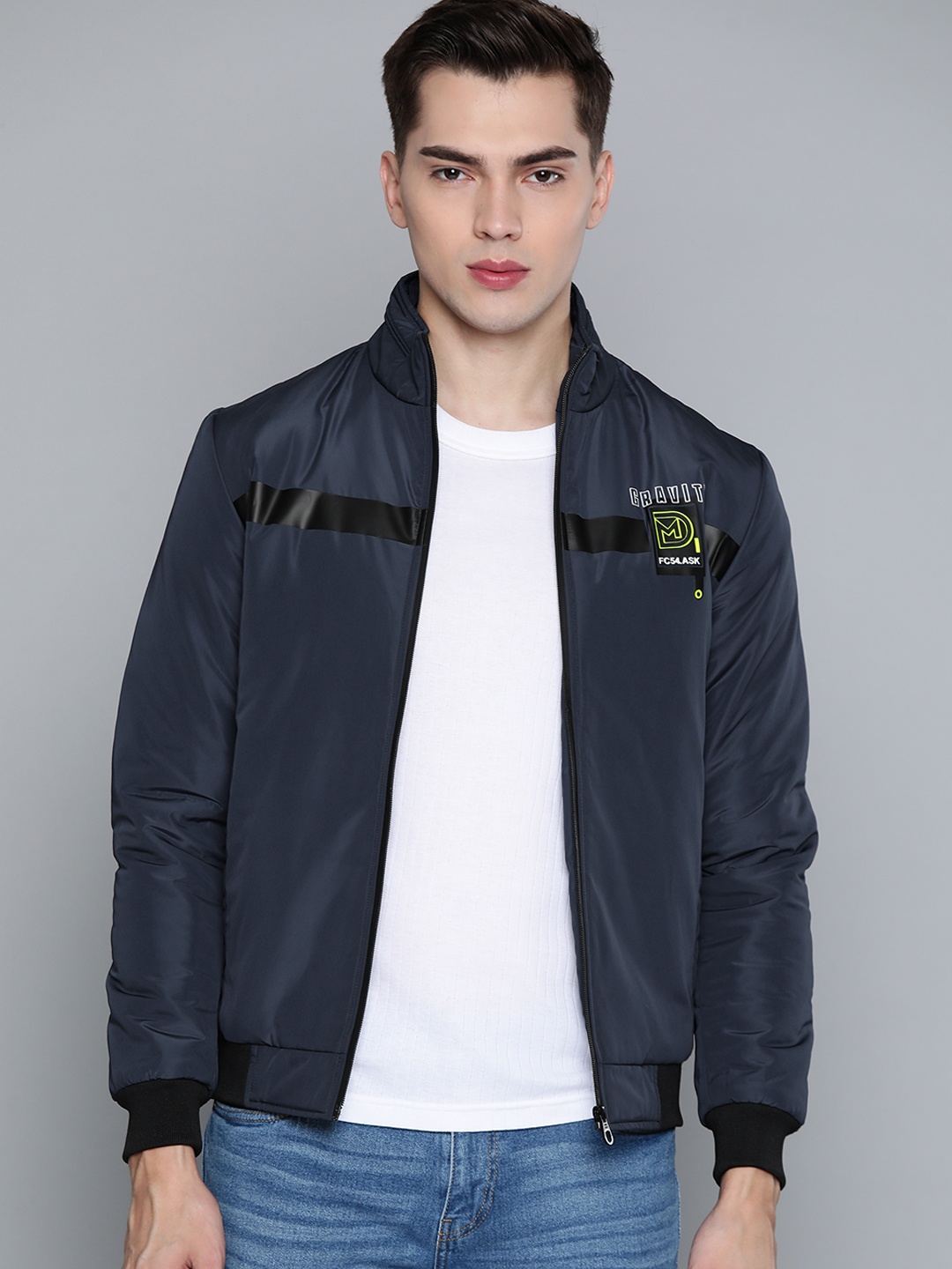 

Fort Collins Men Navy Blue Bomber Jacket