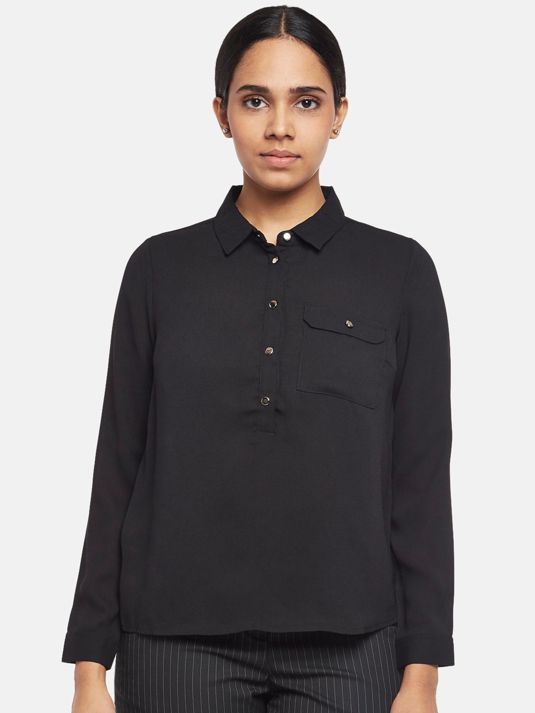 

Annabelle by Pantaloons Women Black Shirt Style Top