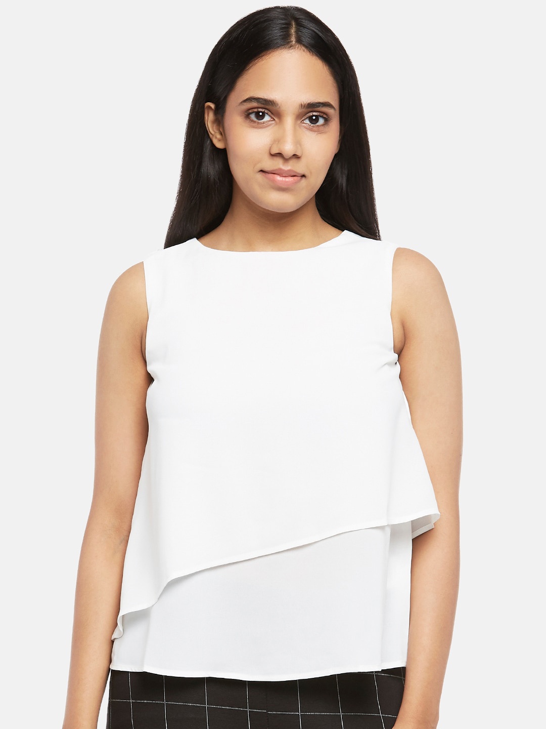 

Annabelle by Pantaloons Women White Layered Regular Top