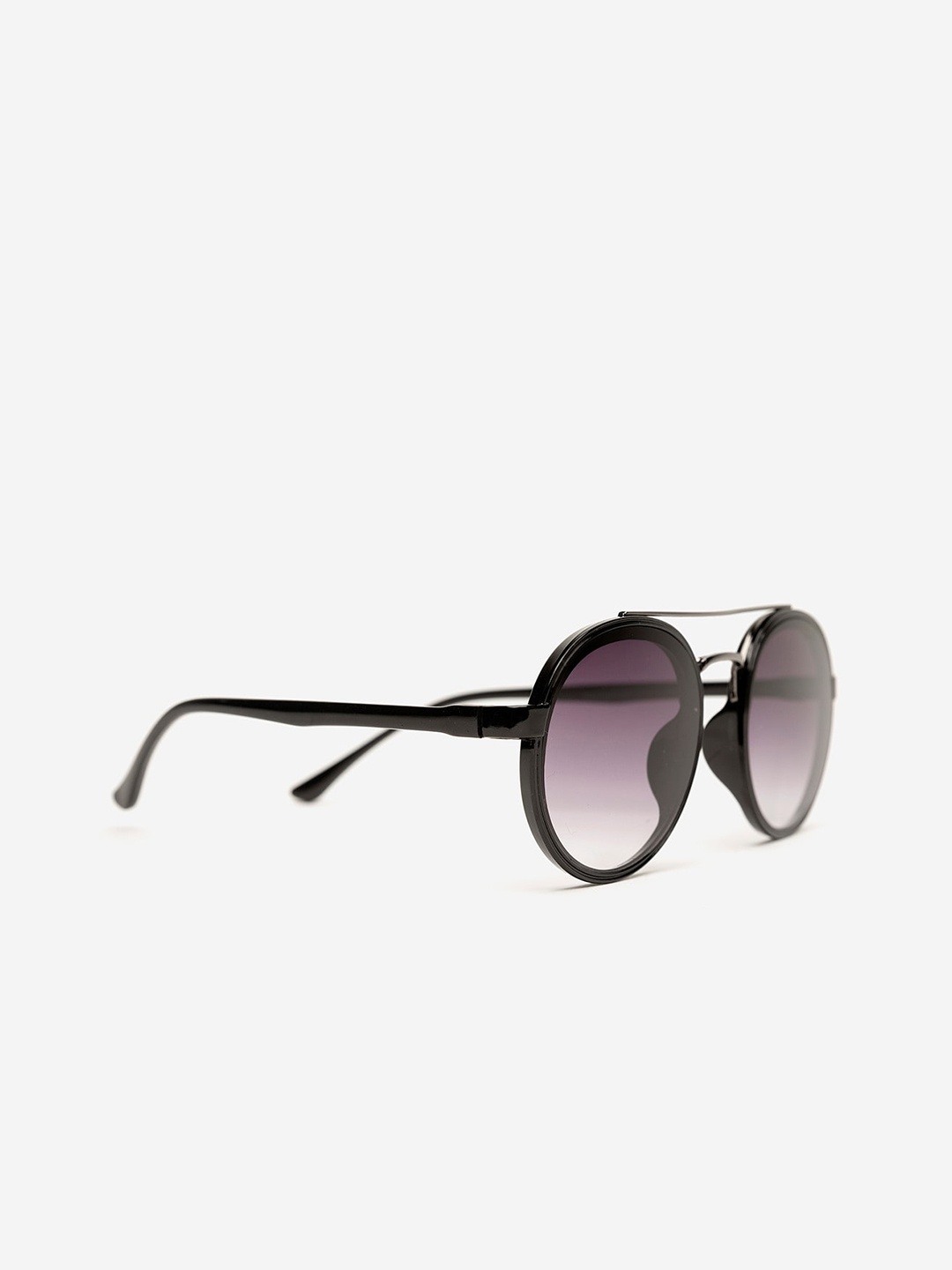 

FUZOKU Men Purple Lens & Black Round Sunglasses