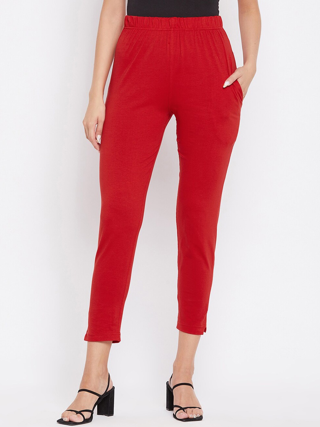 

Clora Creation Women Red Solid Three-Fourth Length Leggings