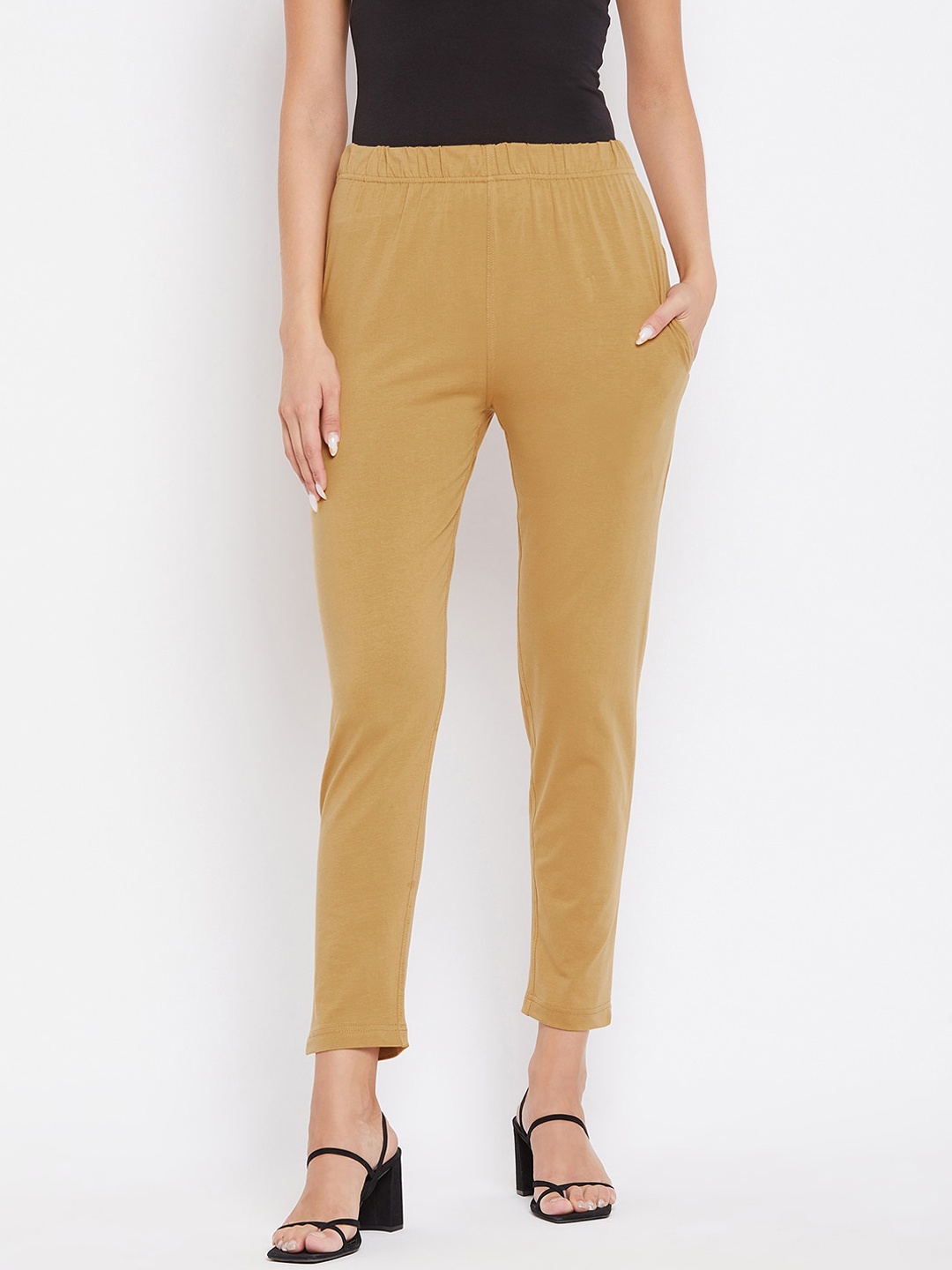 

Clora Creation Women Beige Solid Ankle Length Cotton Leggings