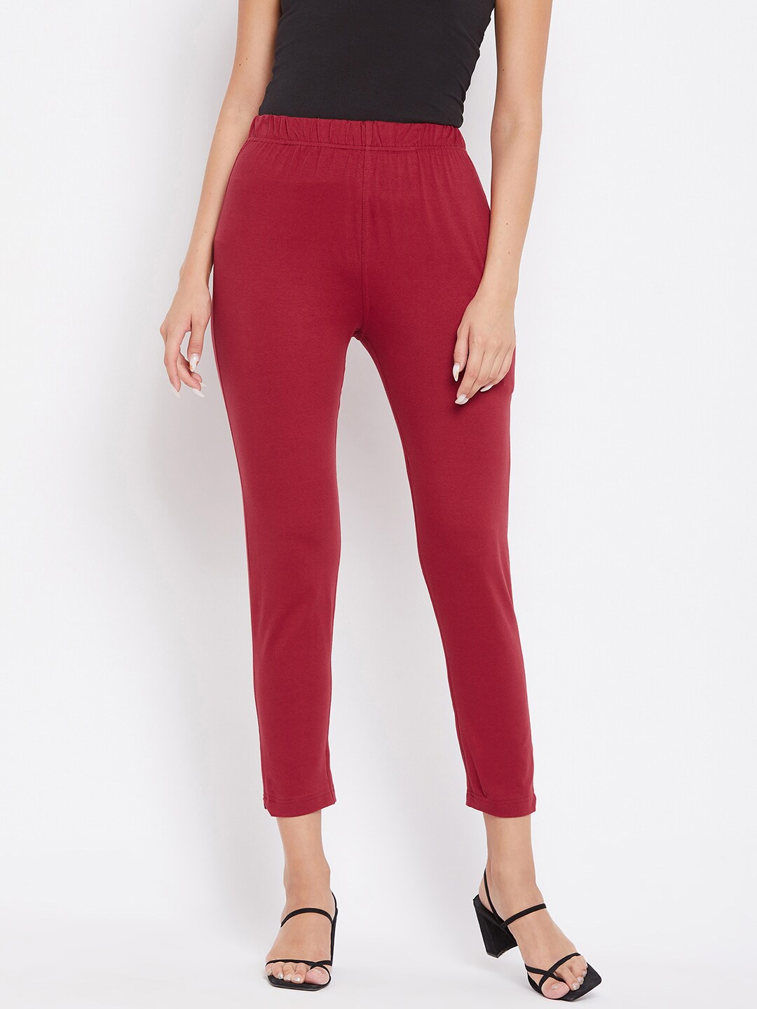 

Clora Creation Women Maroon Solid Three-Fourth Length Cotton Leggings