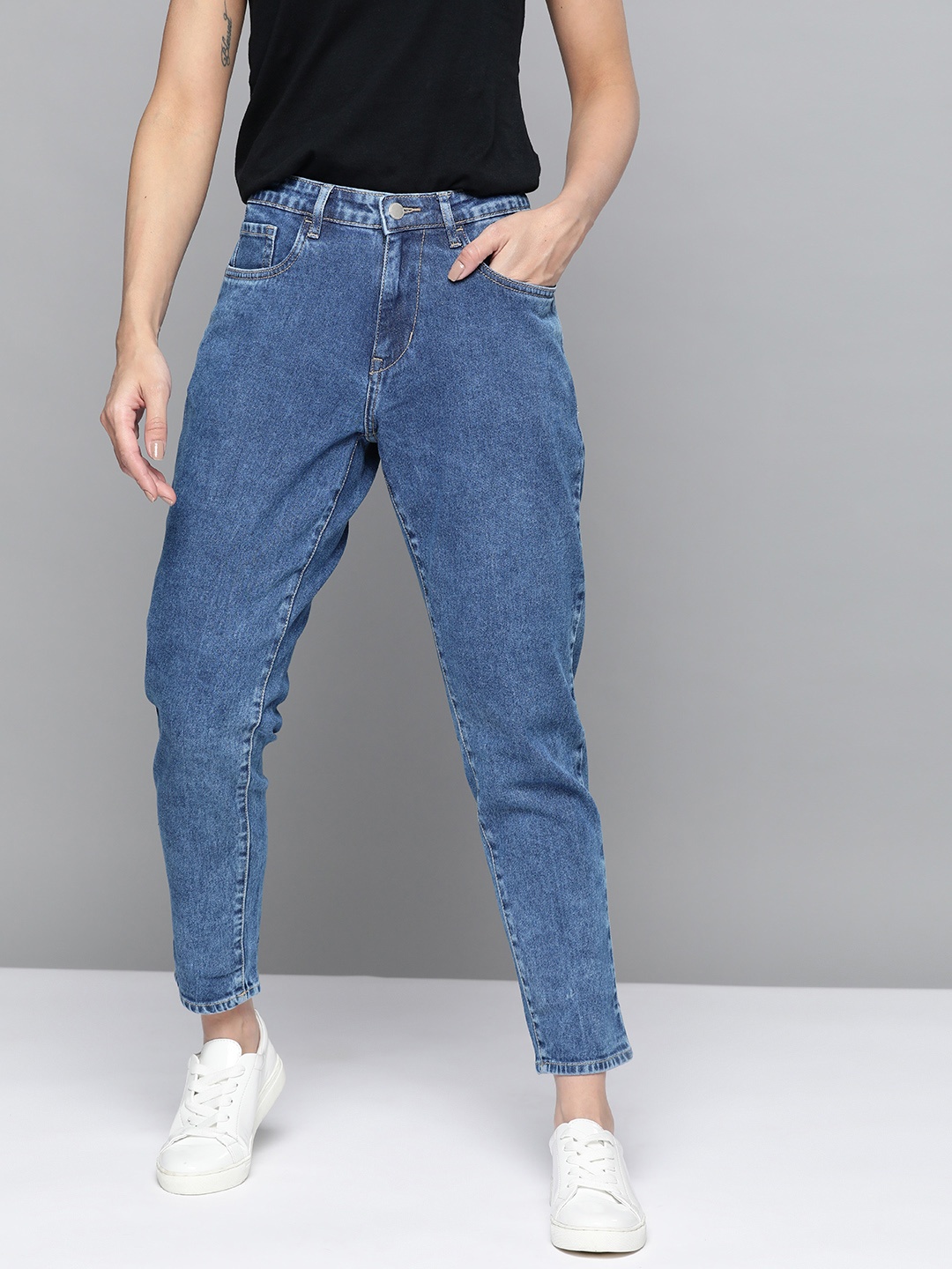 

Mast & Harbour Women Navy Blue Mom Fit Stretchable Jeans