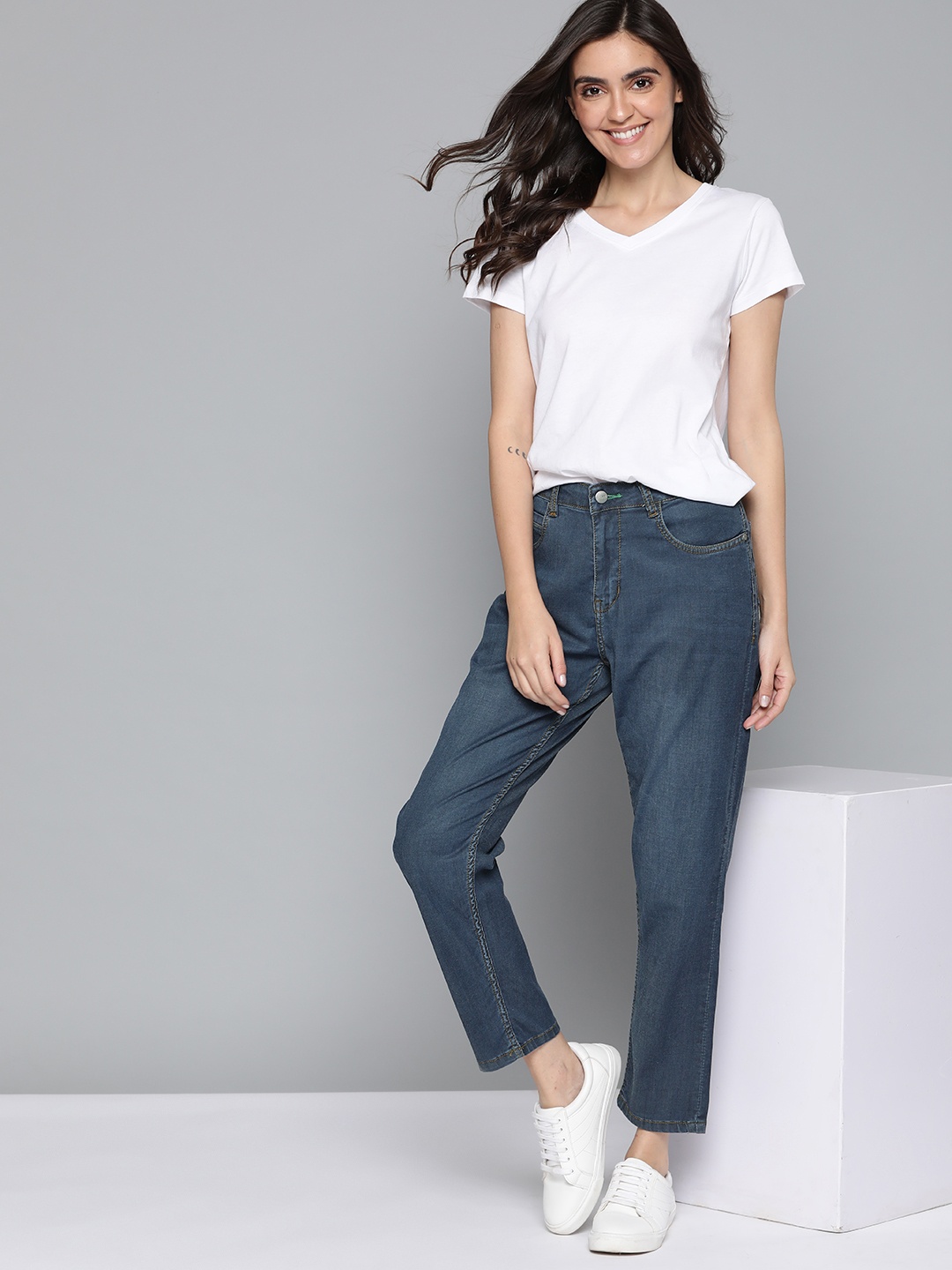 

M&H Our Water Women Navy Blue Boyfriend Fit Stretchable Jeans