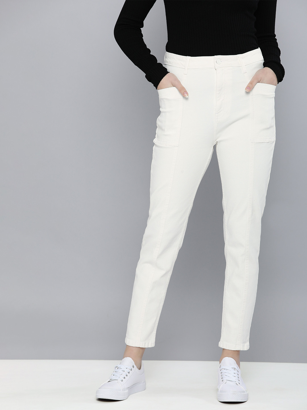 

Mast & Harbour Women White Boyfriend Fit Stretchable Jeans