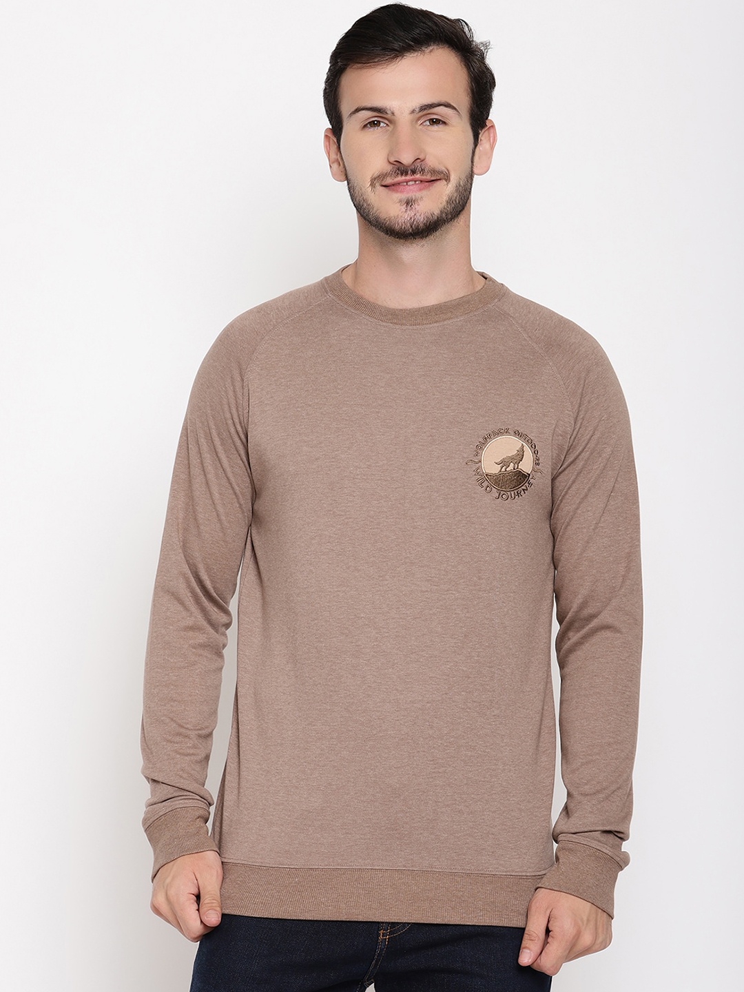 

Wolfpack Men Brown Solid Sweatshirt