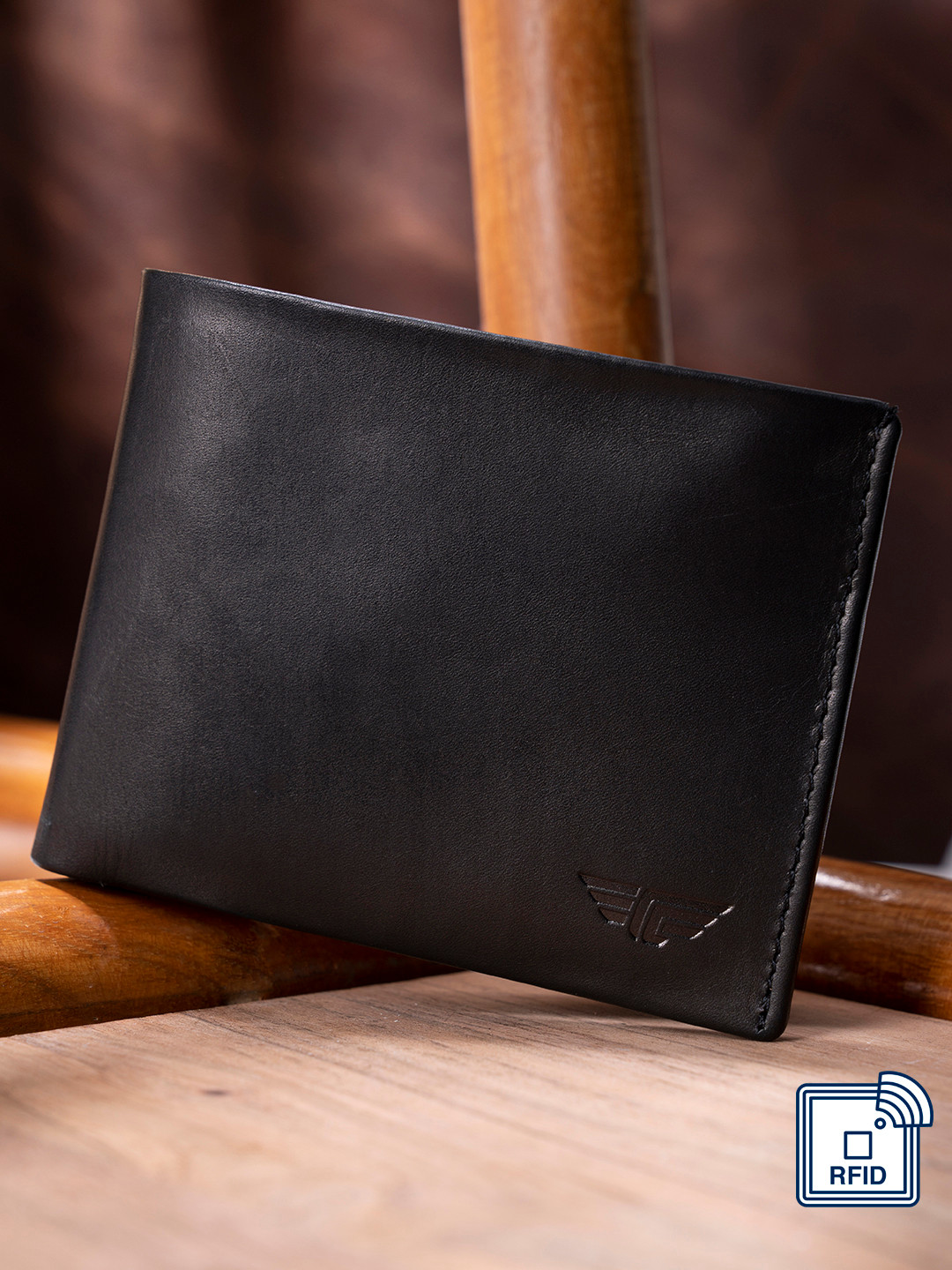 

Red Tape Men Black Solid Leather Two Fold Wallet