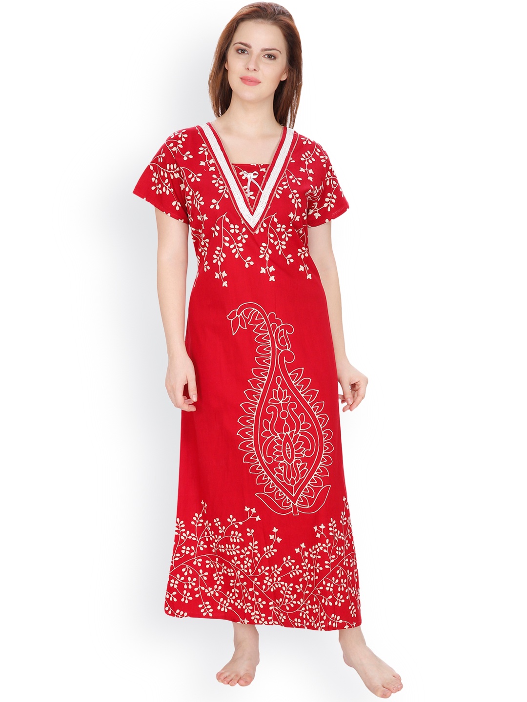 

Secret Wish Red Printed Maxi Nightdress NT-E31-307