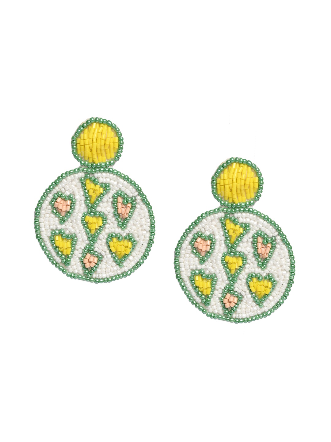

Bella Moda White & Green Contemporary Drop Earrings