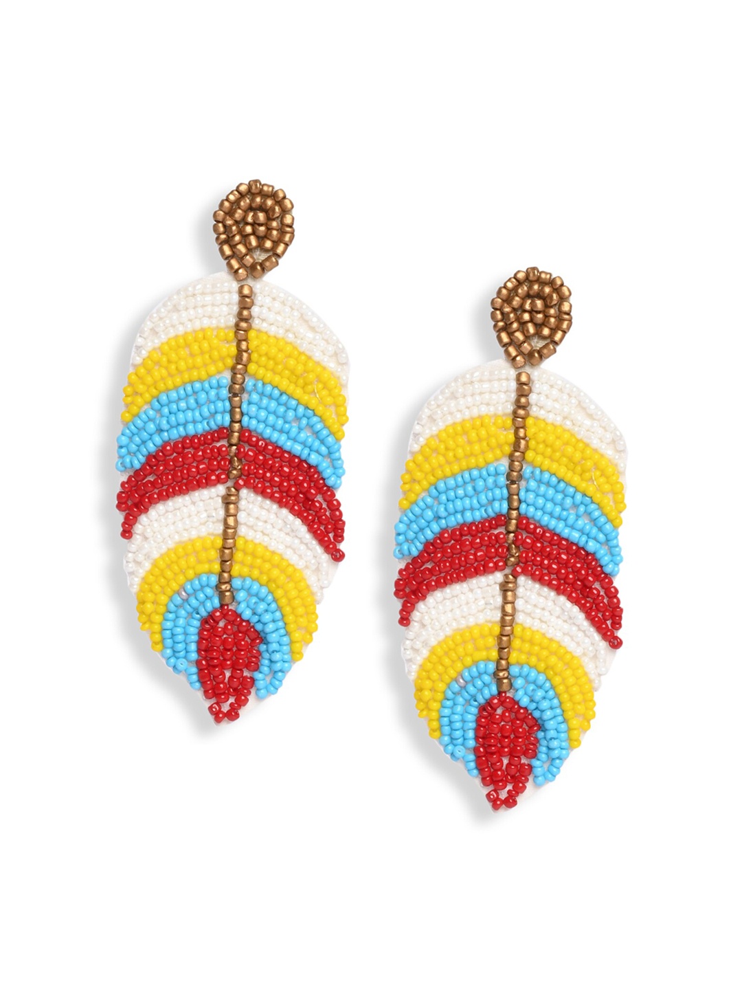 

Bella Moda Yellow & Blue Feather Shaped Drop Earrings
