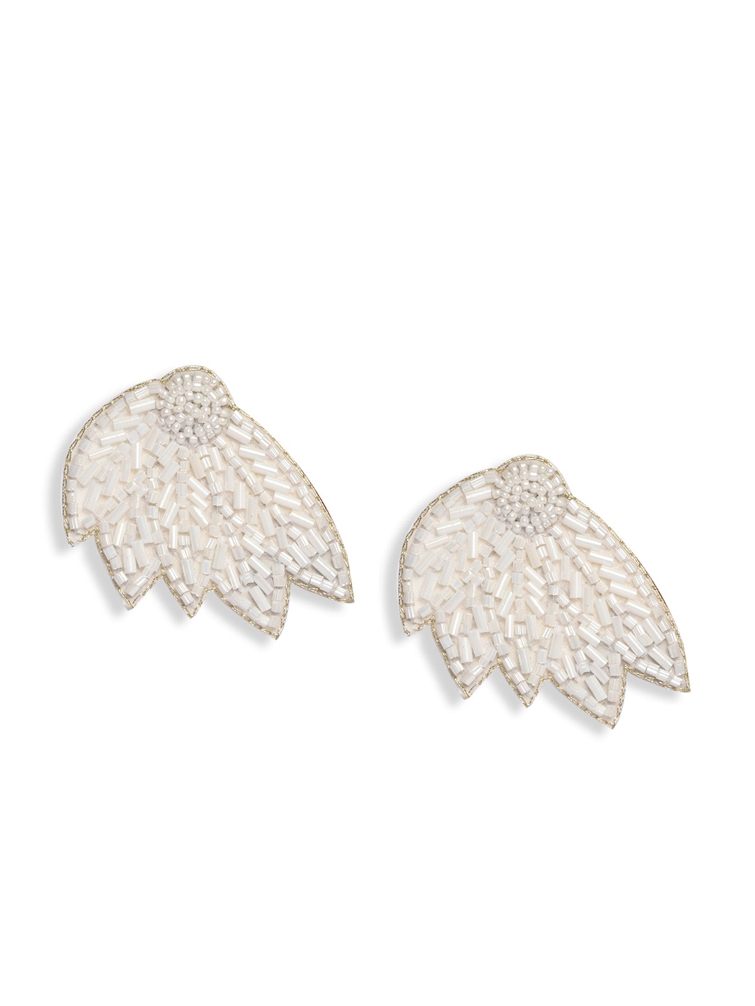 

Bella Moda White Feather Shaped Studs Earrings