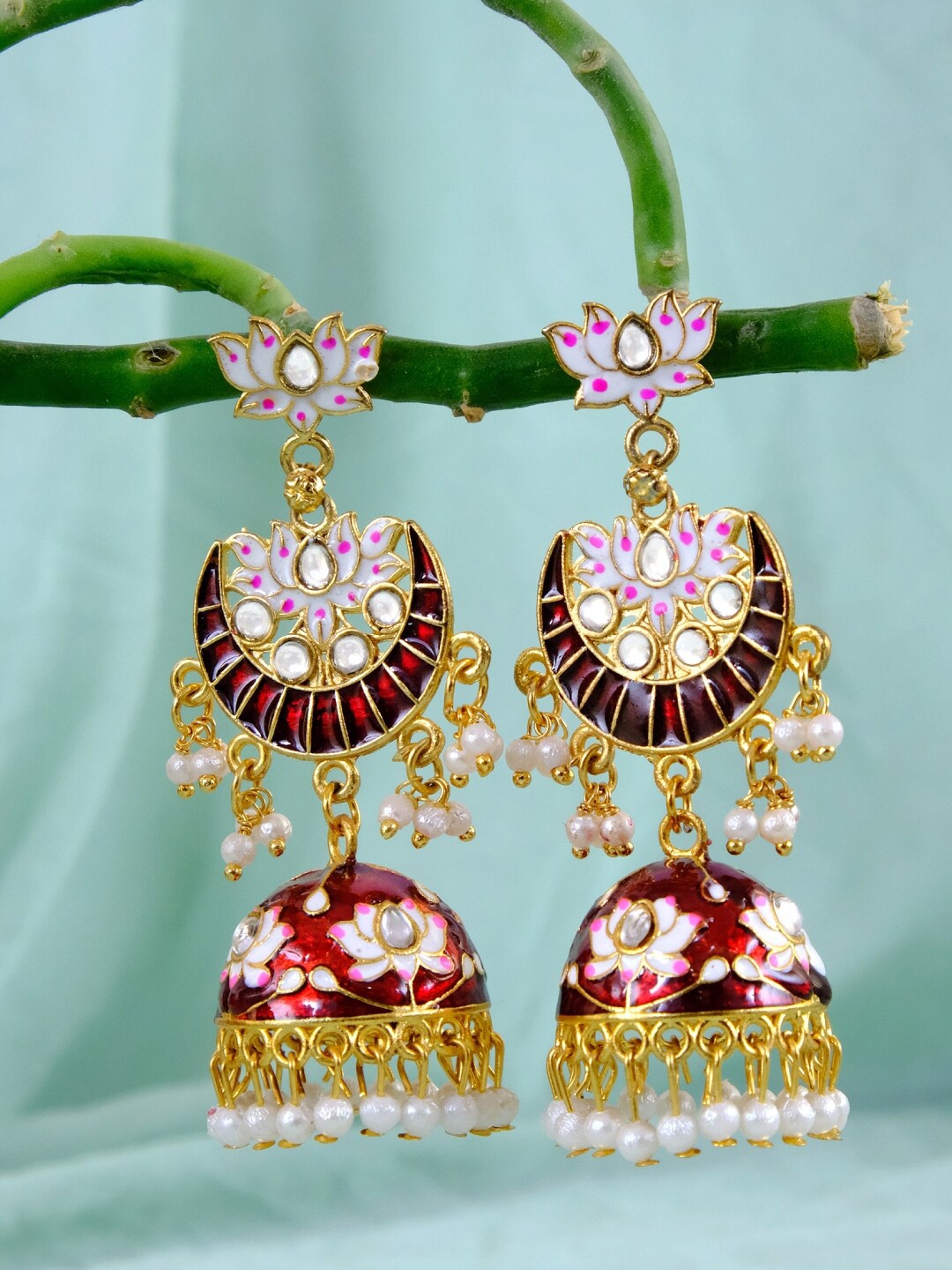 

Crunchy Fashion Maroon Contemporary Jhumkas Earrings