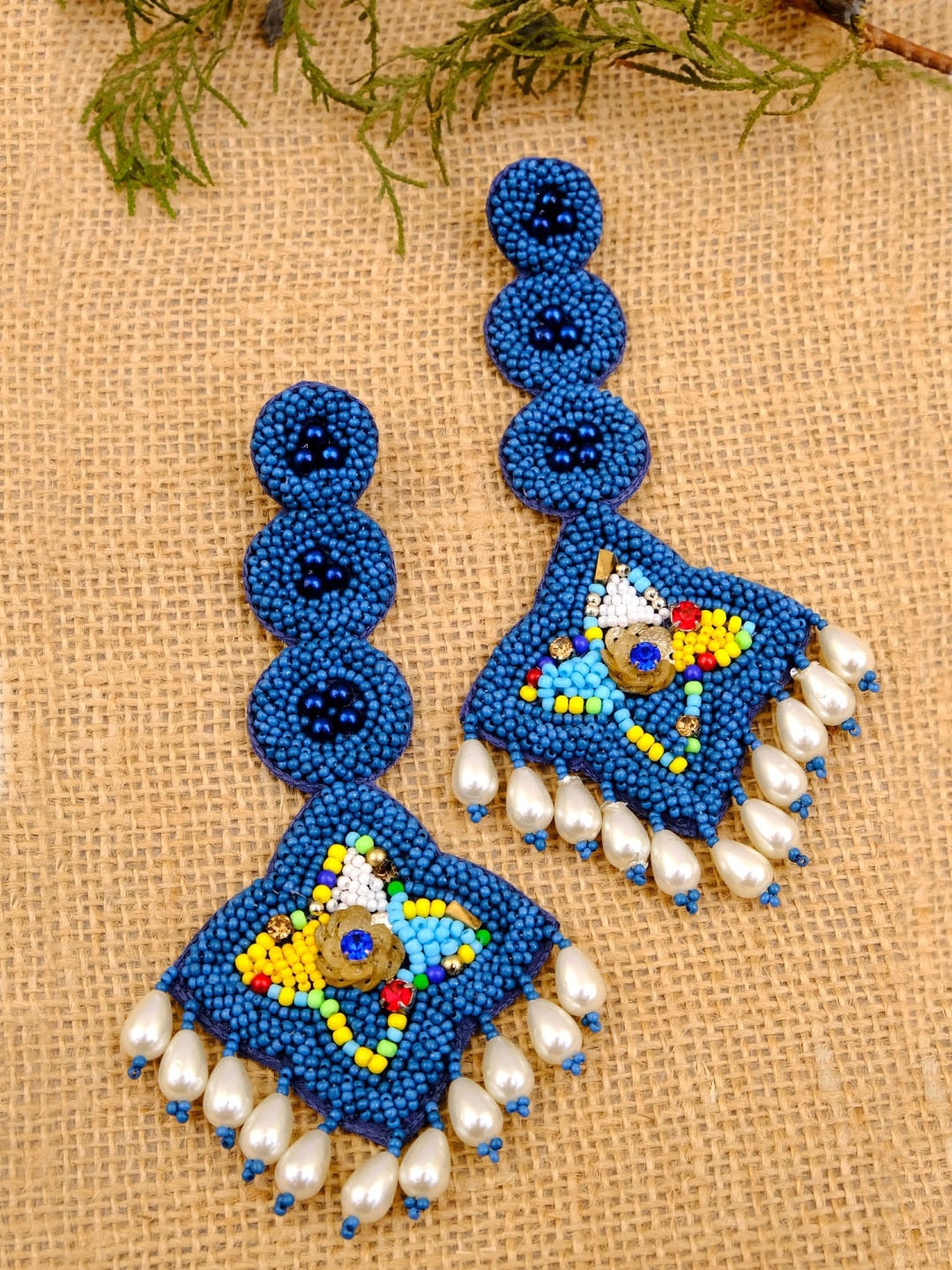 

Crunchy Fashion Blue Boho Drop Dangler Earrings, Multi