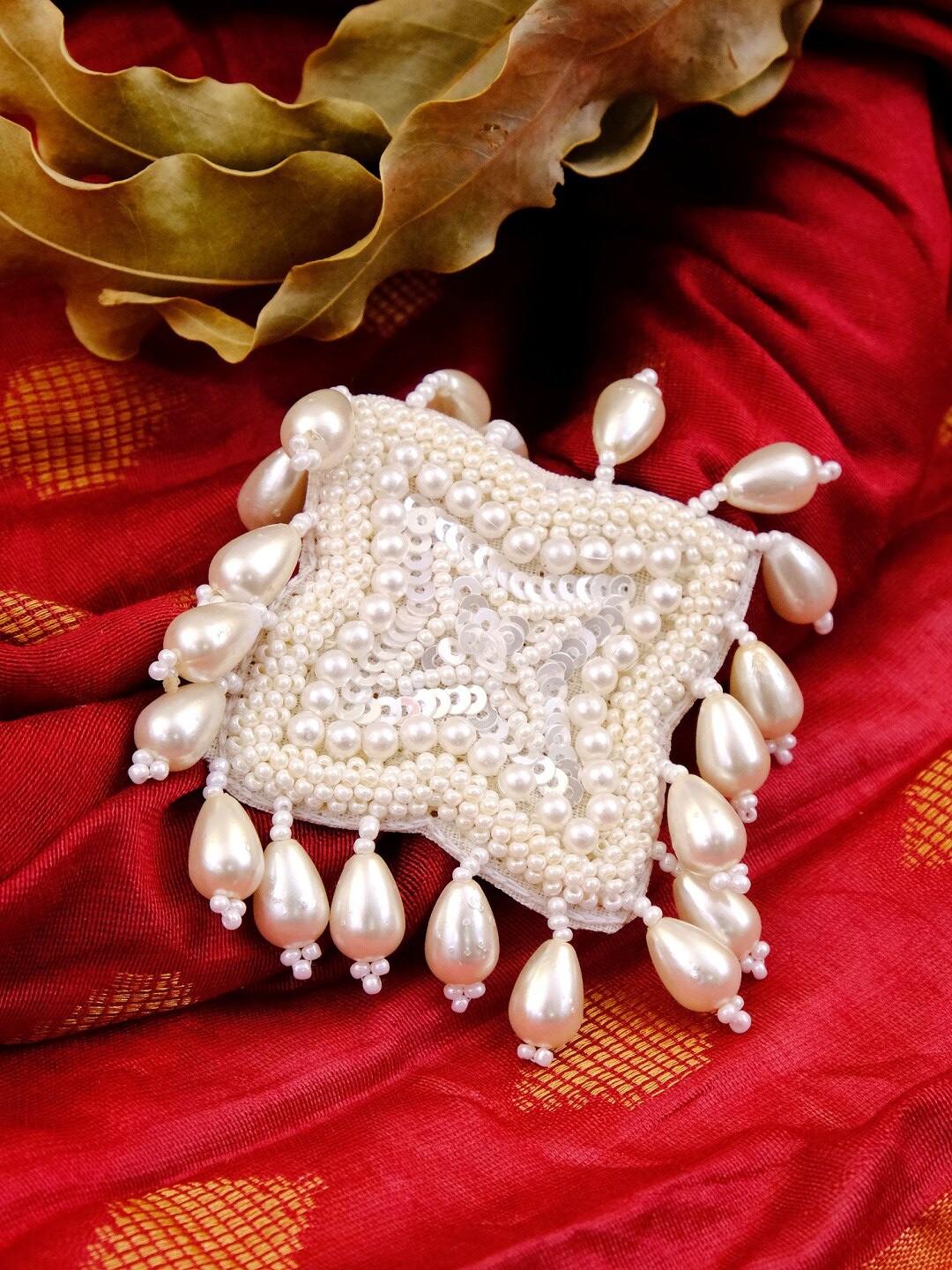 

Crunchy Fashion Women Silver-Plated White Beaded Handmade Ring