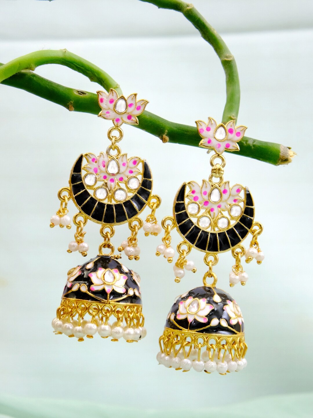 

Crunchy Fashion Black Contemporary Jhumkas Earrings