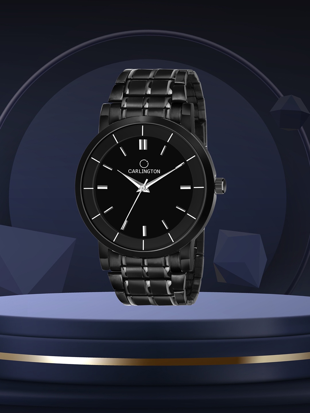 

CARLINGTON Men Black Brass Dial & Black Stainless Steel Straps Analogue Watch CT-6040BB