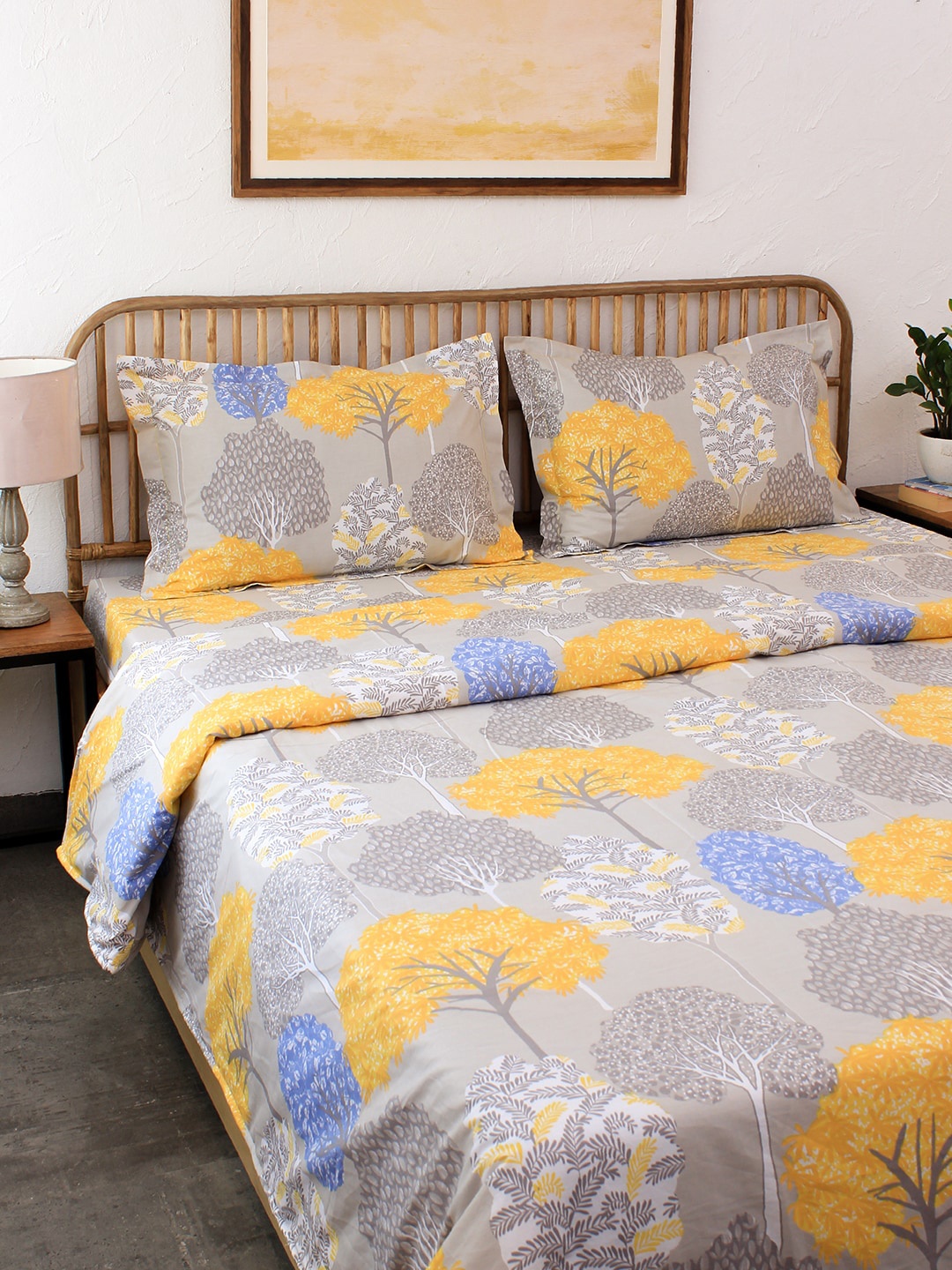 

House This Grey & Yellow Floral Mild Winter 150 GSM Single Bed Dohar