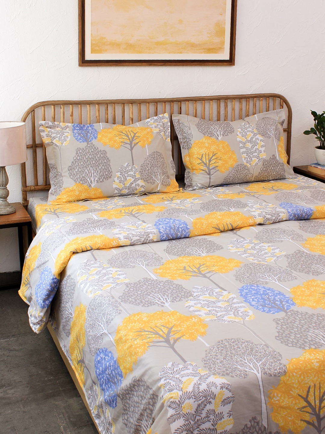 

House This Yellow Floral Printed 100% Cotton Mild Winter 150 GSM Double Bed Dohar