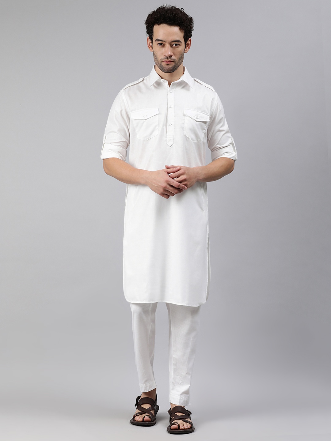 

Freehand Men White Regular Kurta with Trousers