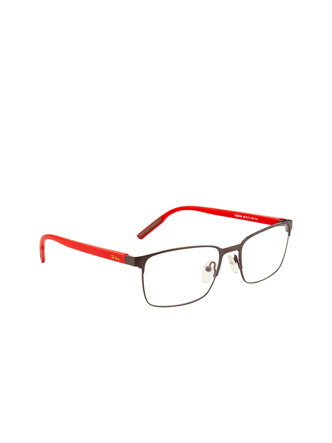 

Ted Smith Unisex Grey & Red Full Rim Rectangle Frames