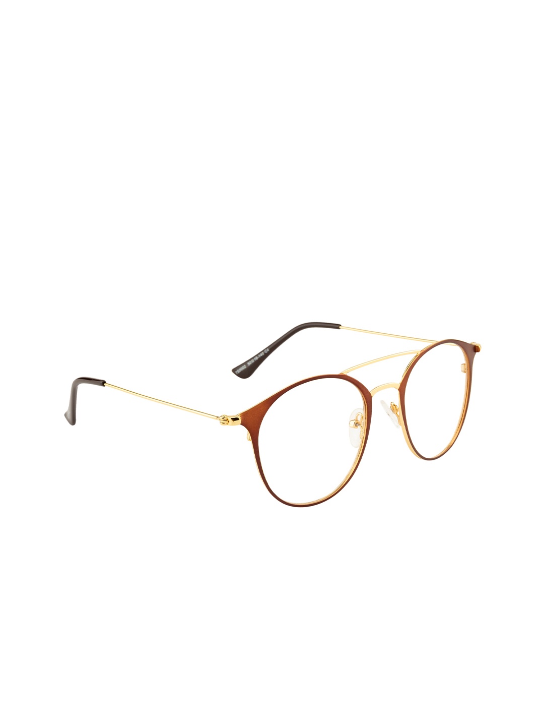 

Ted Smith Unisex Brown & Gold-Toned Full Rim Aviator Frames