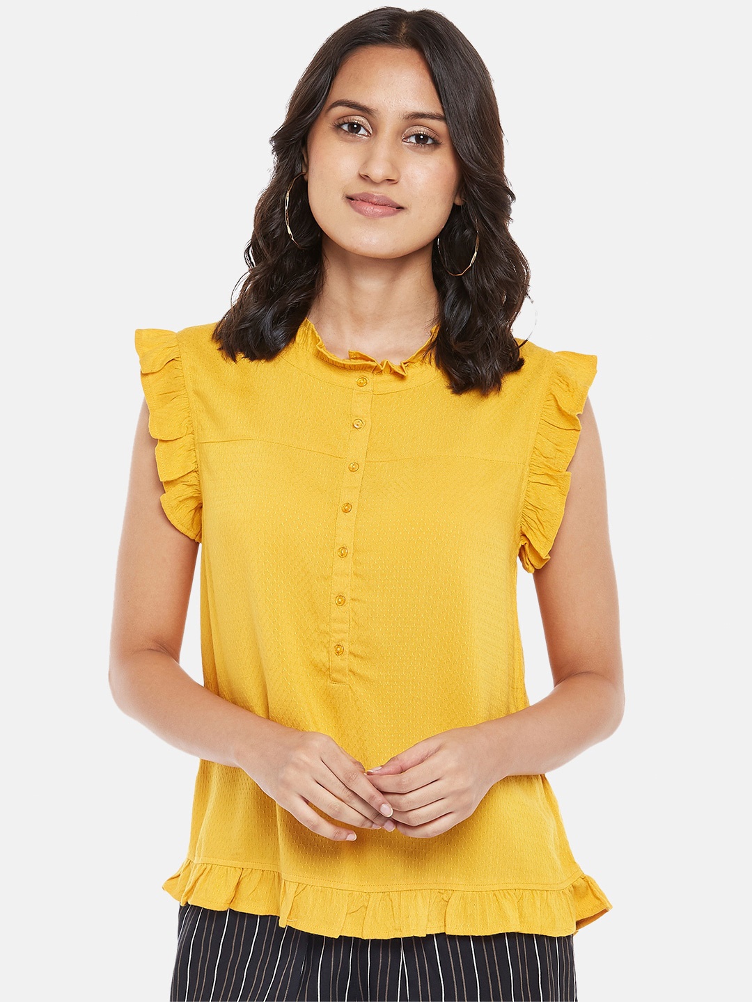 

People Mustard Yellow Shirt Style Top