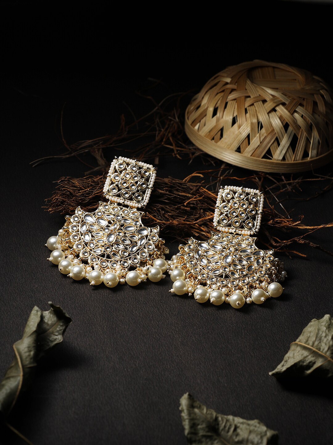 

Adwitiya Collection Gold-Toned Contemporary Drop Earrings