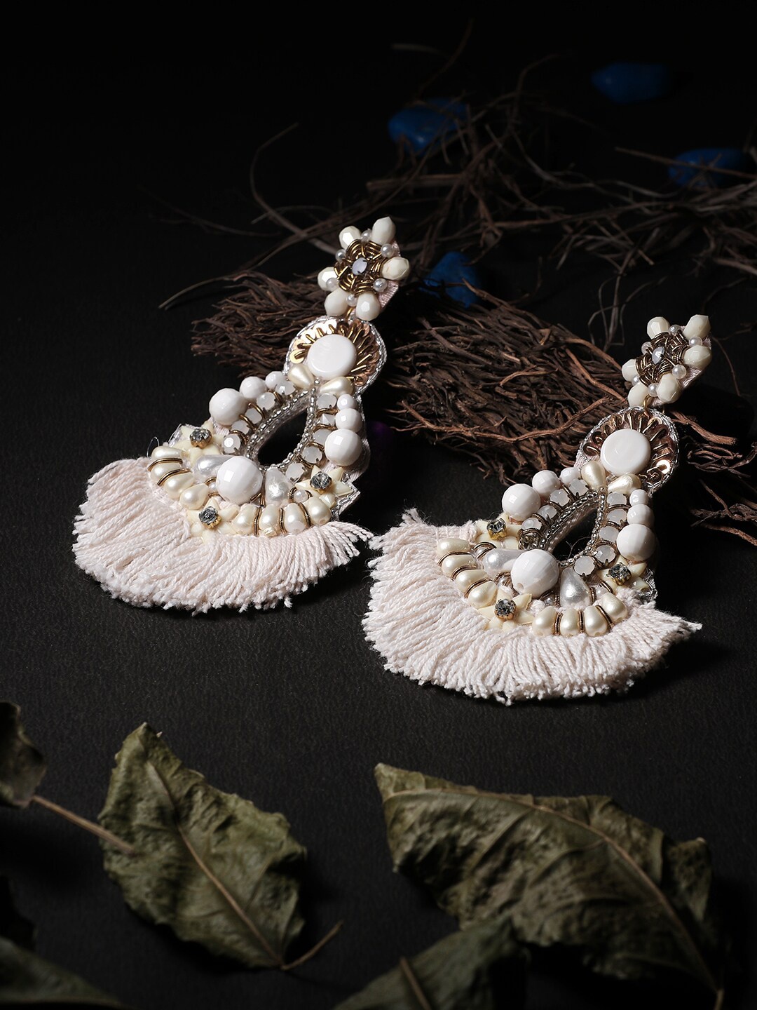 

Adwitiya Collection White Contemporary Drop Earrings