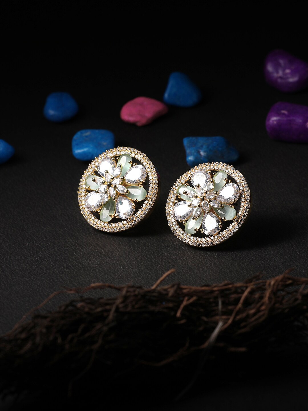 

Adwitiya Collection Sea Green Contemporary Studs Earrings
