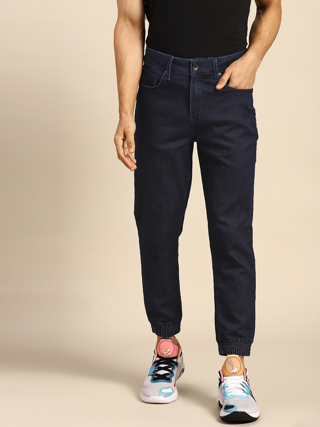 

United Colors of Benetton Men Navy Blue Stretchable Jogger Jeans