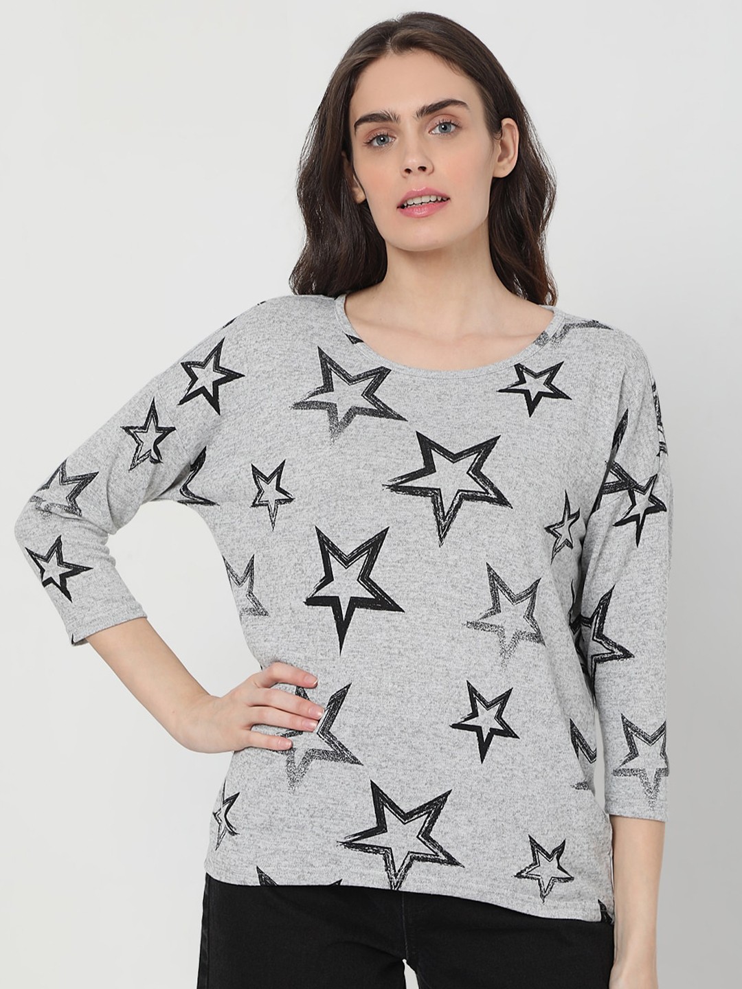 

Vero Moda Women Grey Printed Top