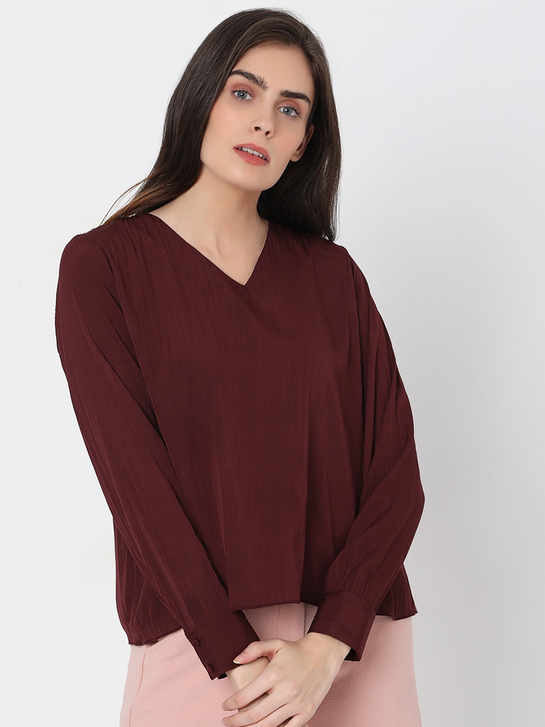 

Vero Moda Women Maroon Regular Top