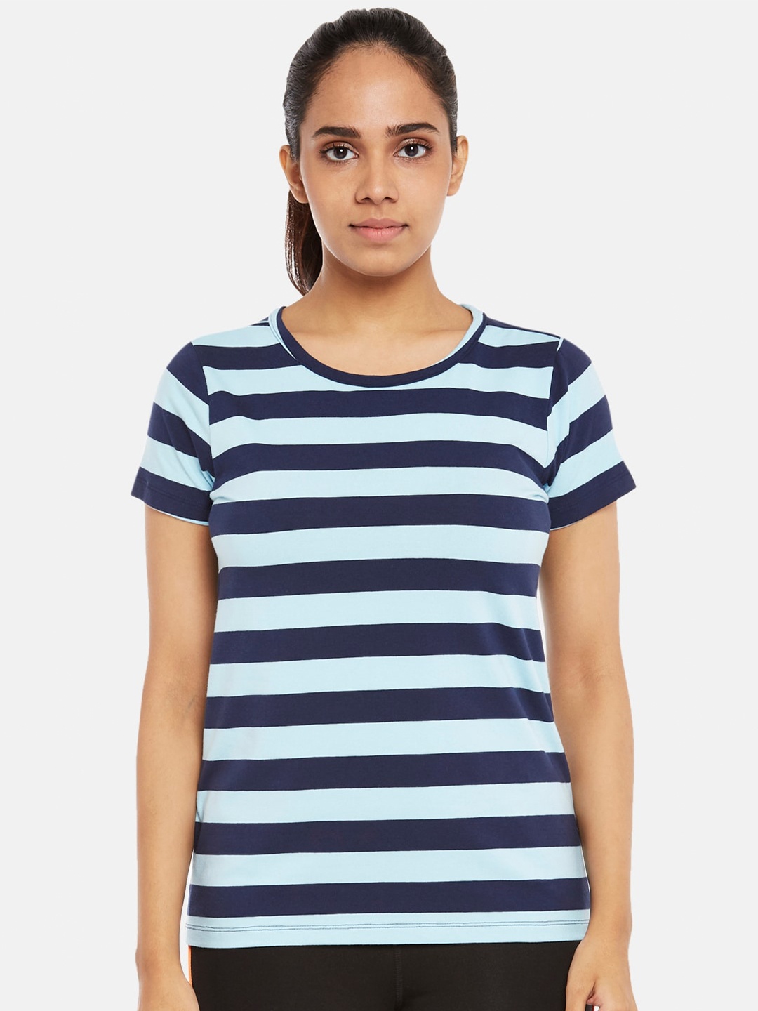 

Ajile by Pantaloons Blue & Navy Blue Striped Pure Cotton Regular Top