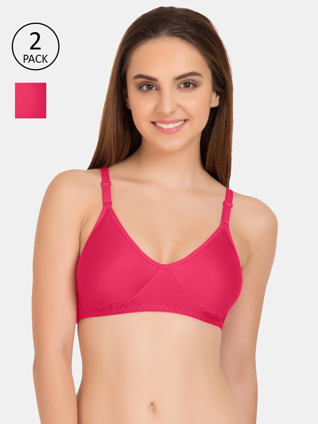 

Tweens Solid Pink T-shirt Bra Pack of 2
