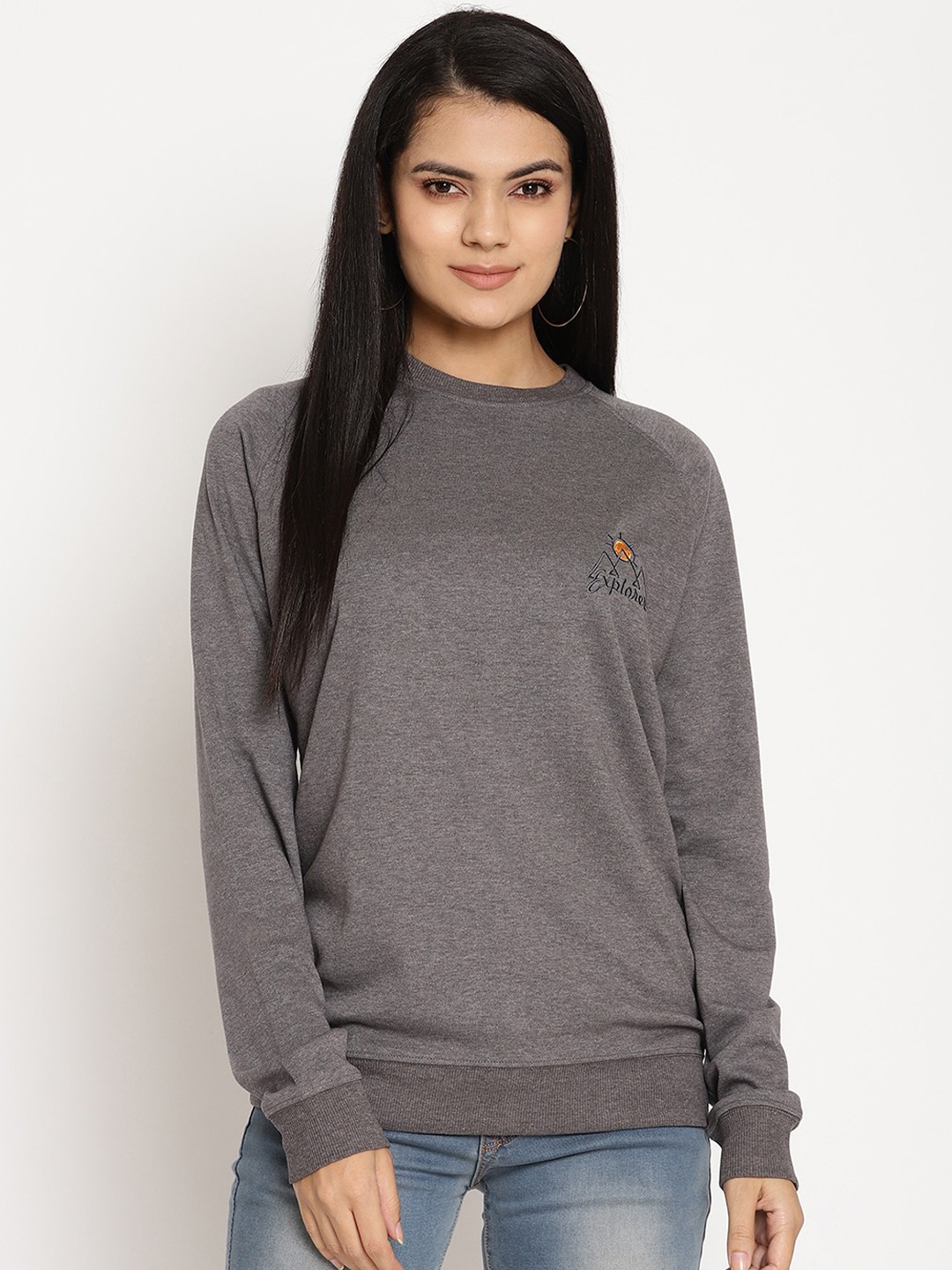 

Wolfpack Women Grey Pure Cotton Sweatshirt