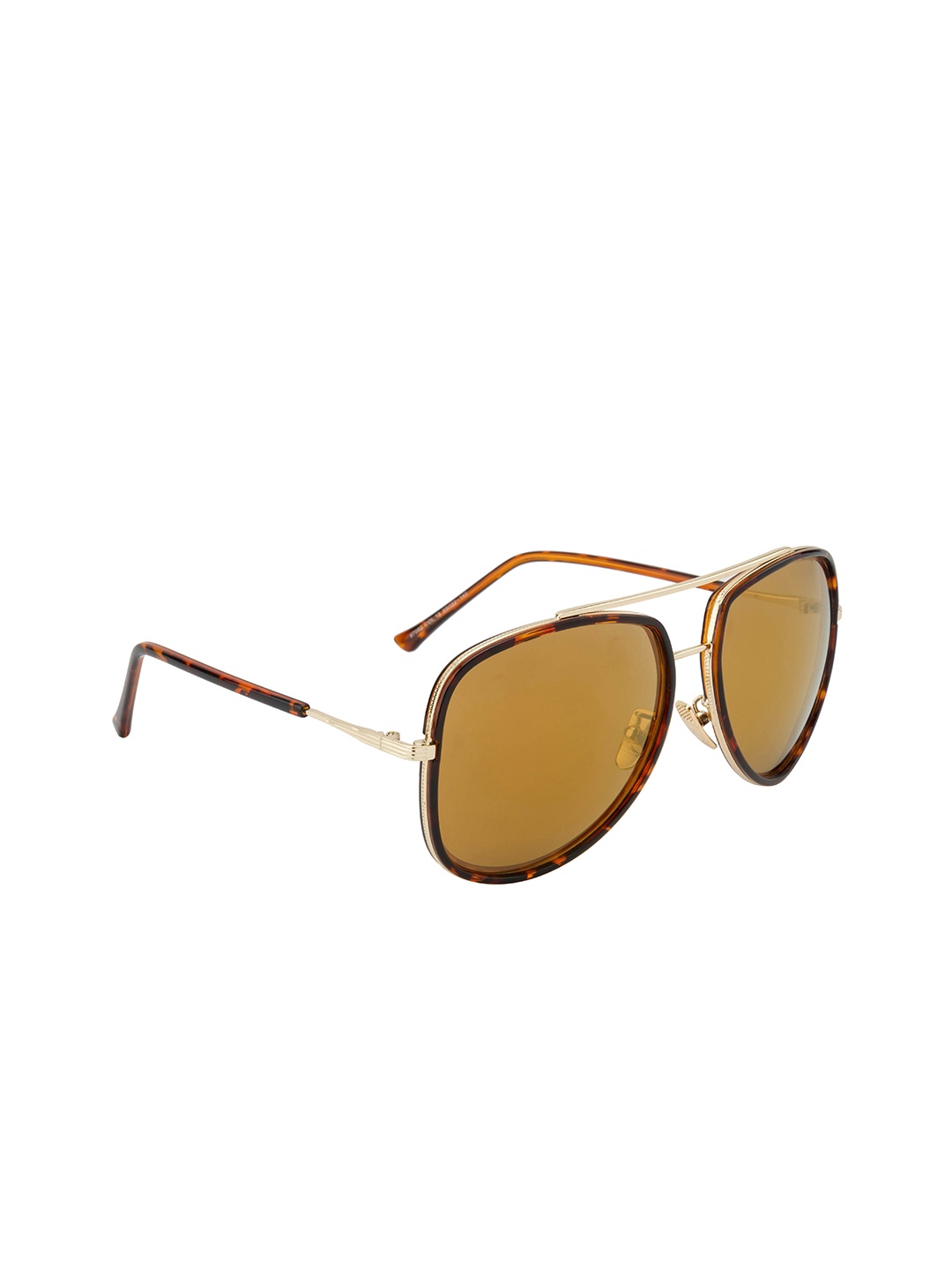 

Gold Berg Unisex Yellow Lens & Brown Full Rim Aviator Sunglasses GBL-97082_C13-Gold