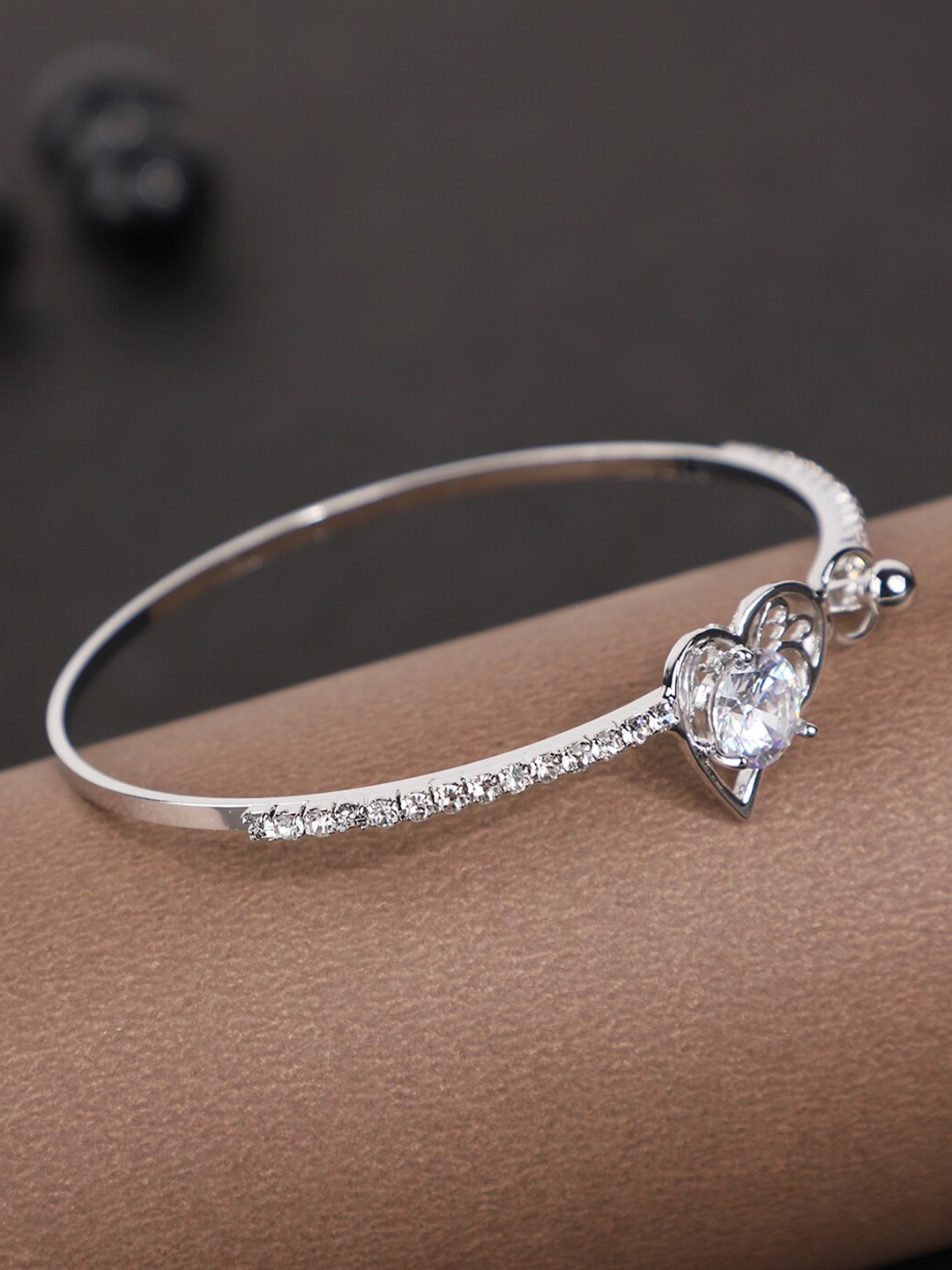

ANIKAS CREATION Women Silver-Plated American Diamond Bangle-Style Bracelet