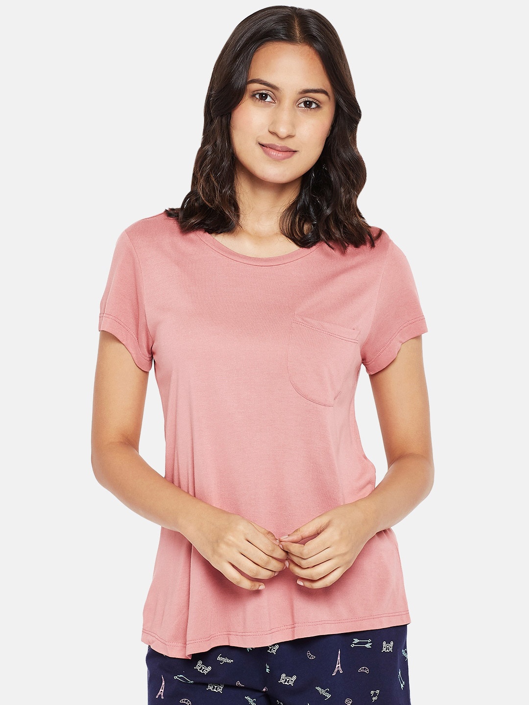 

Dreamz by Pantaloons Pink Round Neck Regular Lounge tshirt