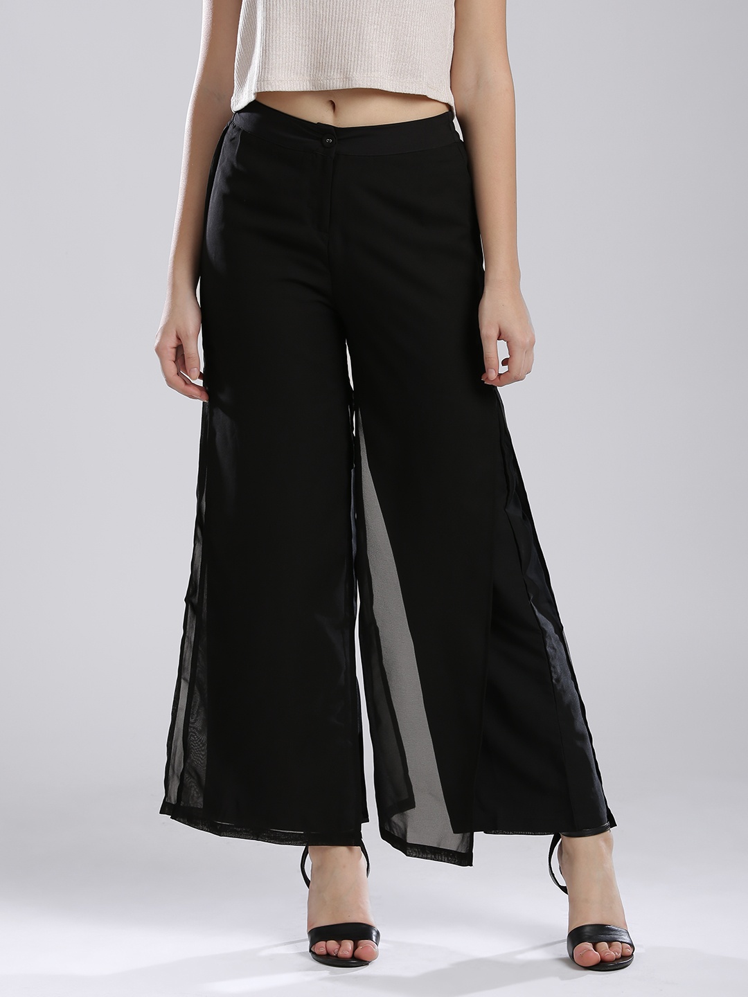 

WISHFUL by W Women Black Solid Palazzo Trousers