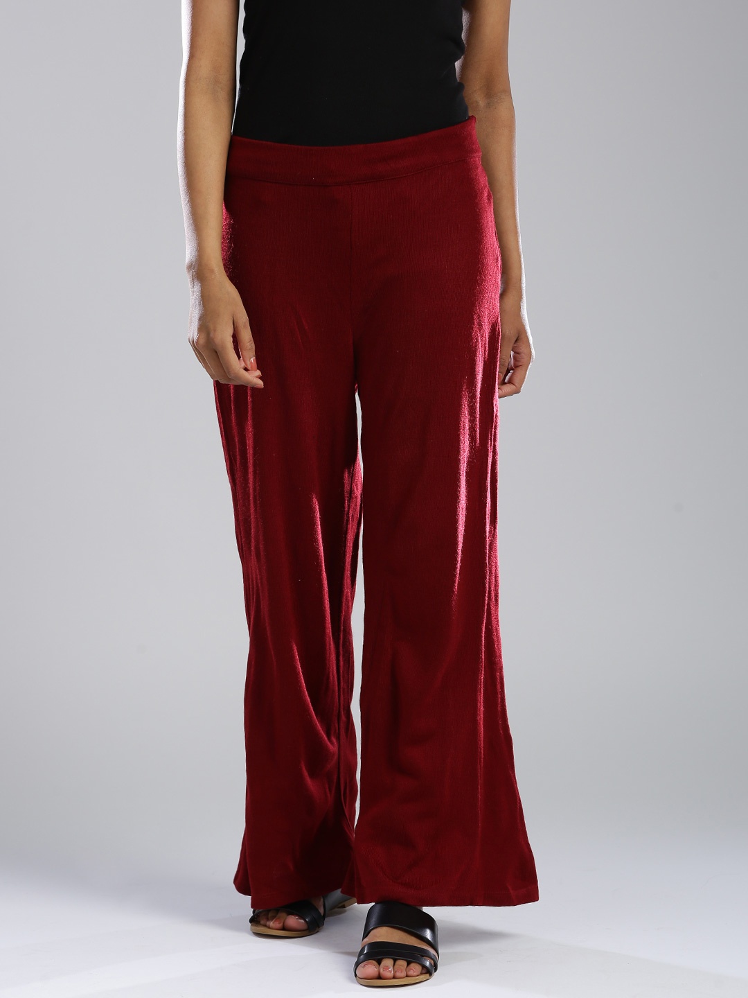 

W Women Red Self-Design Palazzo Trousers