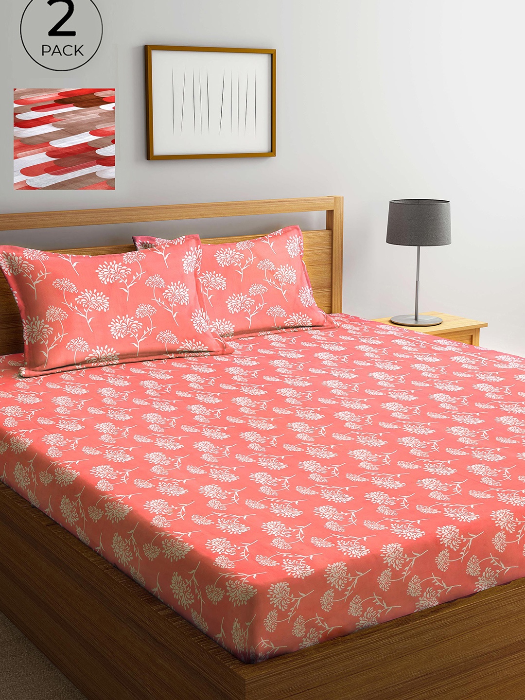 

Arrabi Multi Floral 300 TC 2 King Bedsheet with 4 Pillow Covers