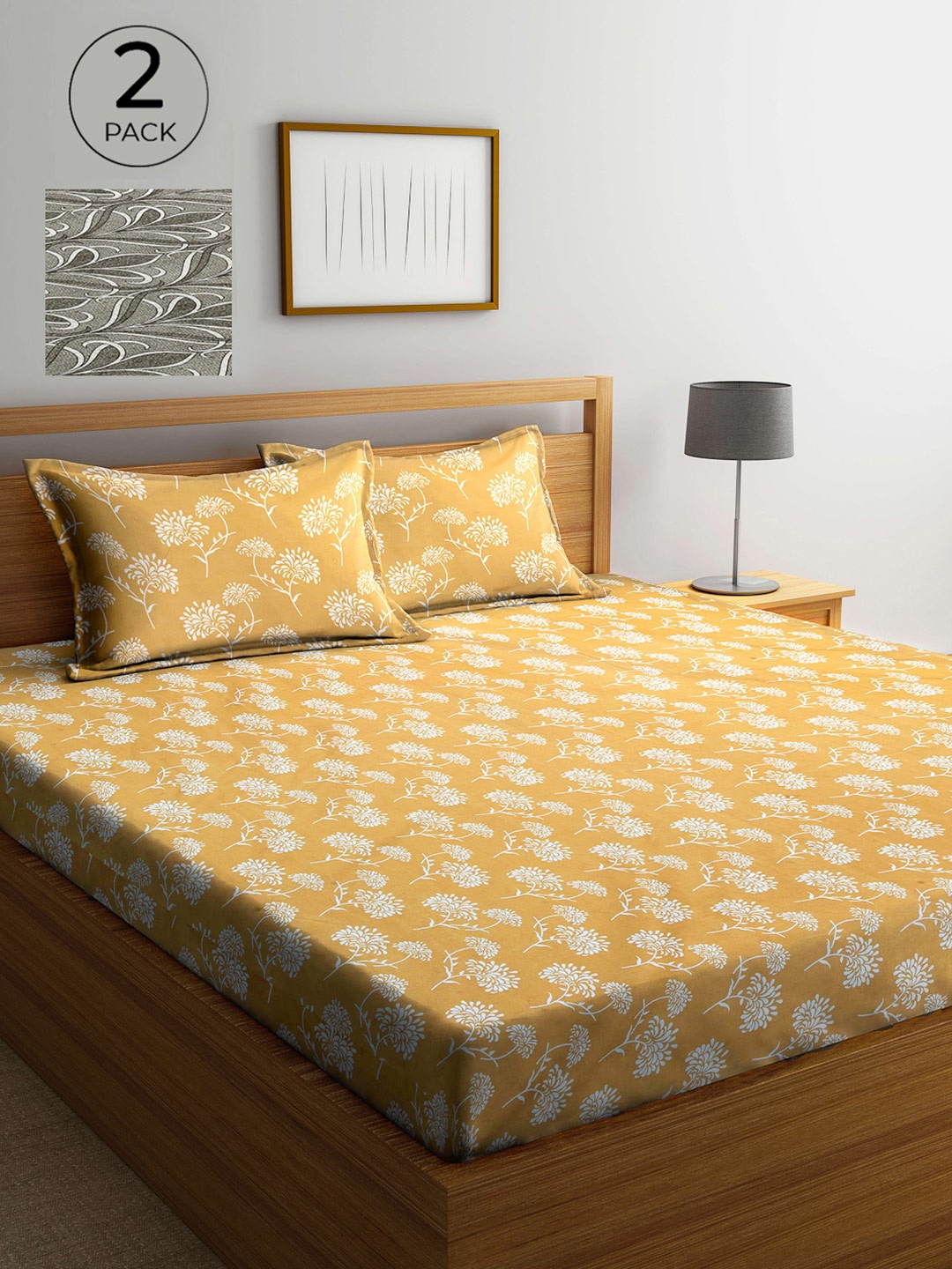 

Arrabi Multicoloured Floral 300 TC 2 King Bedsheet with 4 Pillow Covers, Multi