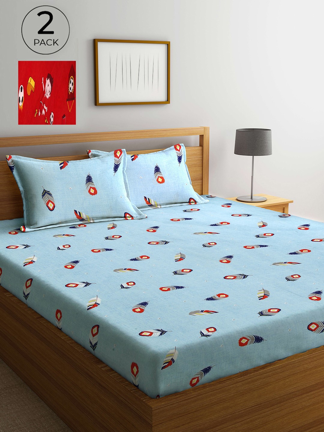 

Arrabi Multicoloured Floral 300 TC 2 King Bedsheet with 4 Pillow Covers, Multi