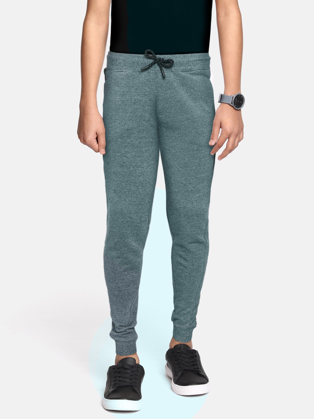 

Indian Terrain Boys Green Melange Effect Joggers