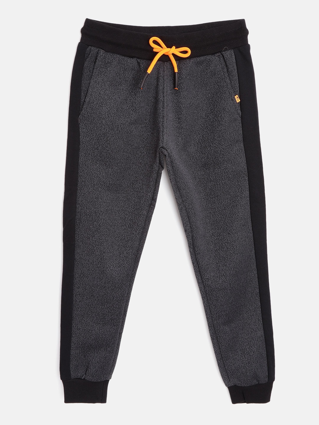 

Indian Terrain Boys Charcoal Grey & Black Self Design Joggers