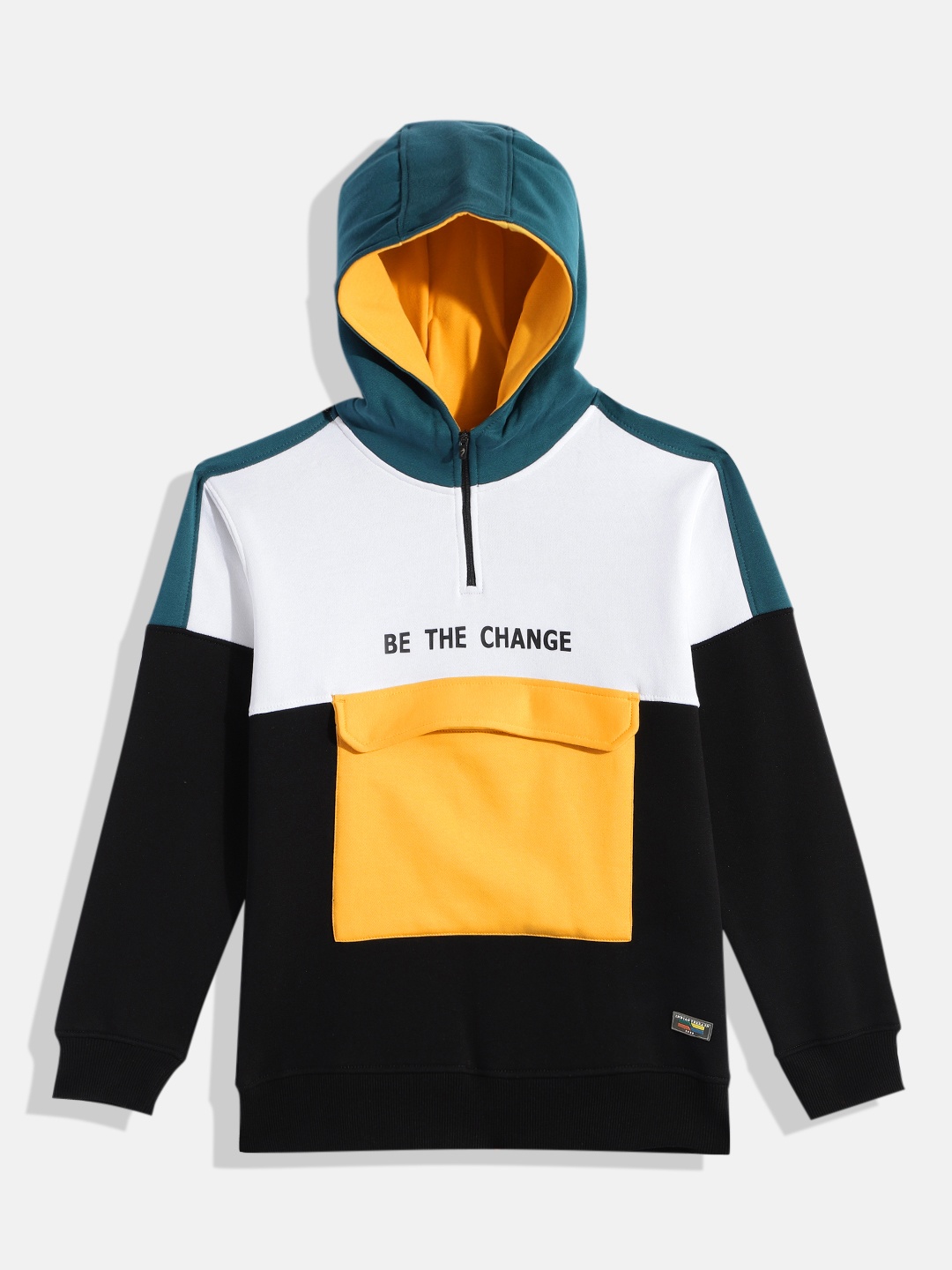 

Indian Terrain Boys Multicoloured Colourblocked Hooded Sweatshirt, Multi