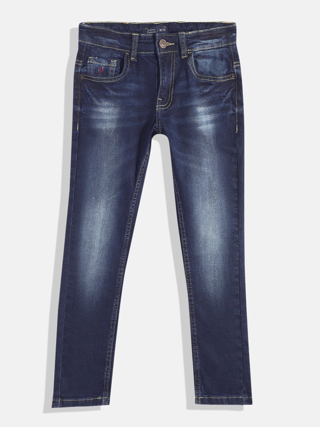 

Indian Terrain Boys Heavy Fade Stretchable Jeans, Navy blue